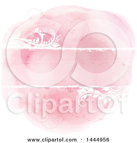 Clipart of a Pink Watercolor Circle with Flourishes - Royalty Free Vector Illustration by KJ Pargeter