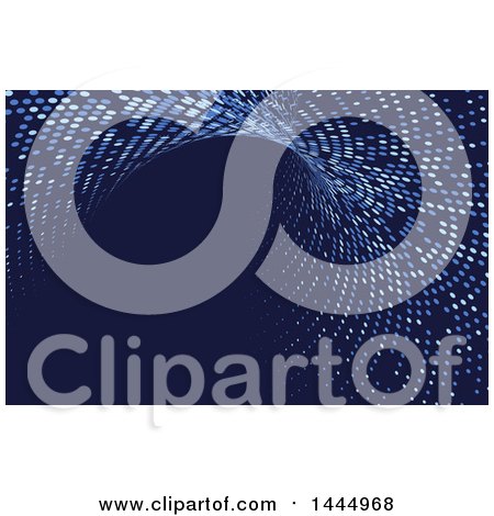 Clipart of a Blue Halftone Dots Business Card Design or Background - Royalty Free Vector Illustration by KJ Pargeter