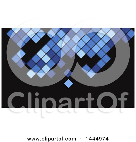 Clipart of a Blue and Black Pixels or Tile Background or Business Card Design - Royalty Free Vector Illustration by KJ Pargeter