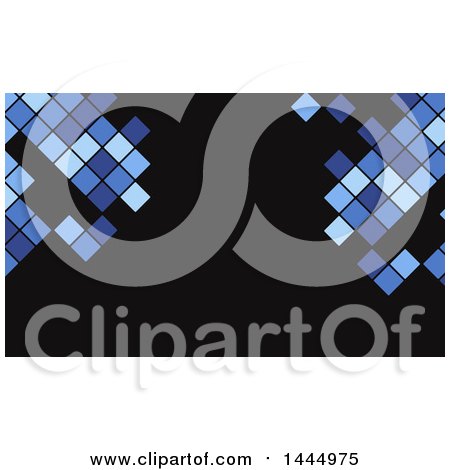 Clipart of a Blue and Black Pixels or Tile Background or Business Card Design - Royalty Free Vector Illustration by KJ Pargeter