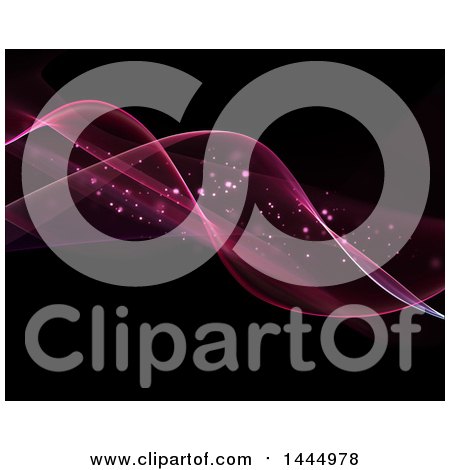 Clipart of a Background of Pink and Purple Flowing Waves and Magic Flares - Royalty Free Illustration by KJ Pargeter
