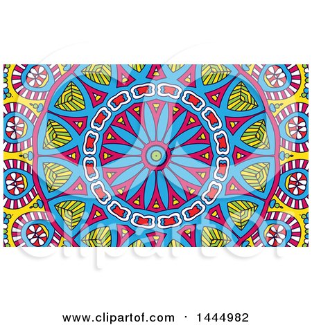 Clipart of a Colorful Mandala Background or Business Card Design - Royalty Free Vector Illustration by KJ Pargeter