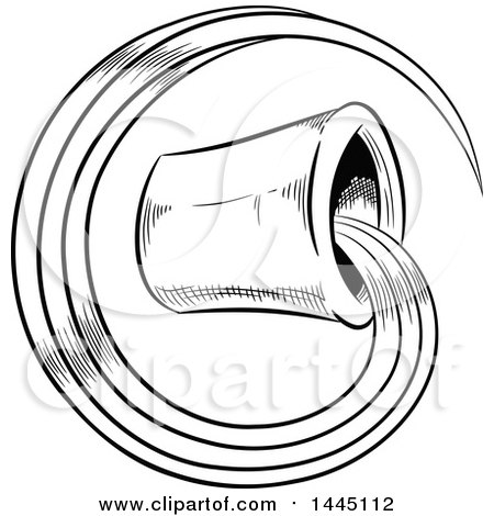 Clipart of a Sketched Black and White Astrology Zodiac Aquarius Bucket and Water - Royalty Free Vector Illustration by cidepix
