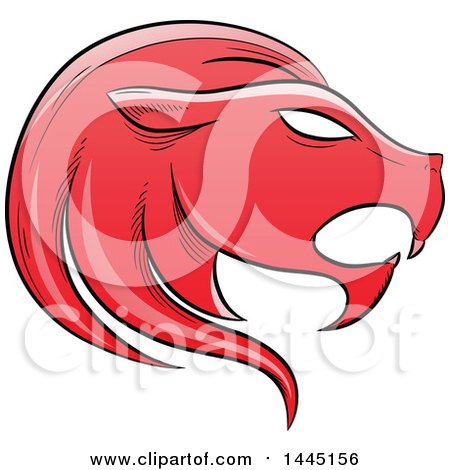 Clipart of a Sketched Red Astrology Zodiac Leo Lion Head in Profile - Royalty Free Vector Illustration by cidepix
