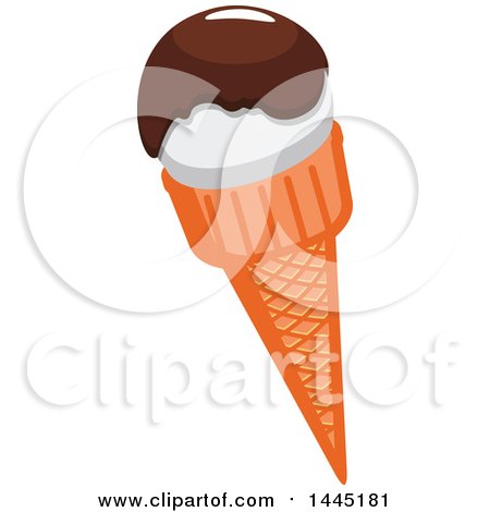Clipart of a Waffle Cone with Ice Cream and Chocolate - Royalty Free Vector Illustration by Vector Tradition SM