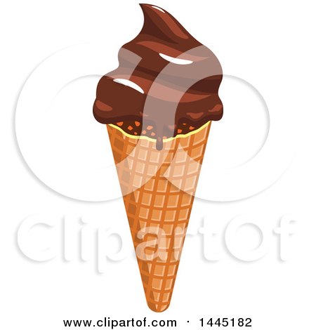 Clipart of a Waffle Cone with Chocolate Ice Cream - Royalty Free Vector Illustration by Vector Tradition SM