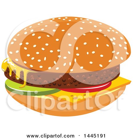 Clipart of a Hamburger with Cheese - Royalty Free Vector Illustration by Vector Tradition SM