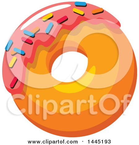 Clipart of a Donut with Pink Frosting and Sprinkles - Royalty Free Vector Illustration by Vector Tradition SM