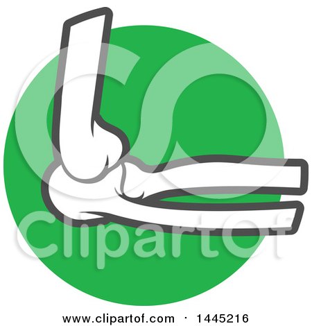 Clipart of a Human Elbow Joint over a Green Circle - Royalty Free Vector Illustration by Vector Tradition SM
