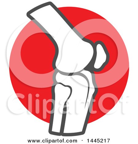 Clipart of a Human Knee Joint over a Red Circle - Royalty Free Vector Illustration by Vector Tradition SM