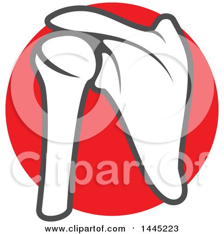 Clipart of a Human Shoulder Joint over a Red Circle - Royalty Free Vector Illustration by Vector Tradition SM