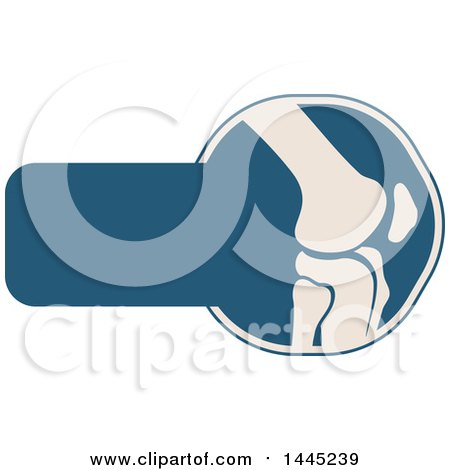 Clipart of a Retro Flat Styled Tan and Blue Knee Joint Medical Design with Text Space - Royalty Free Vector Illustration by Vector Tradition SM