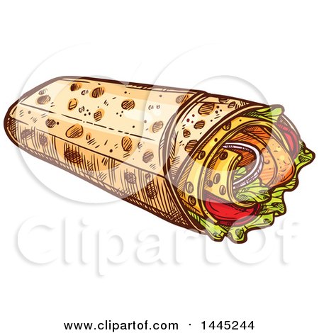Clipart of a Sketched Burrito - Royalty Free Vector Illustration by Vector Tradition SM