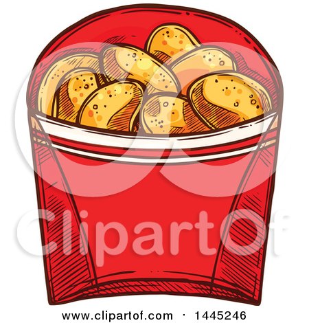 Clipart of a Sketched Container of Chicken Nuggets - Royalty Free ...