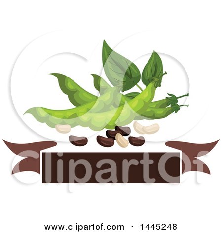Clipart of a Design of Beans and Pods with a Blank Banner - Royalty Free Vector Illustration by Vector Tradition SM