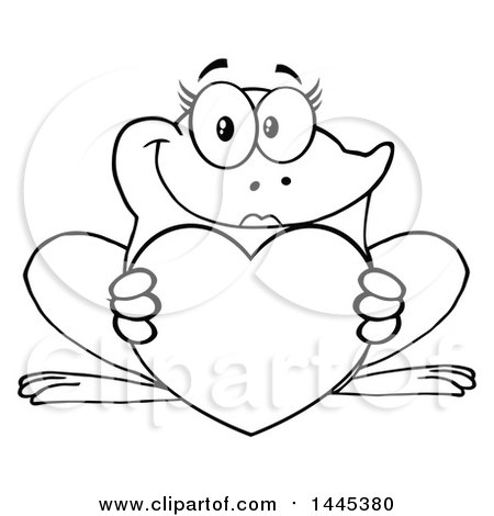 cute frog clipart black and white