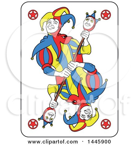 Clipart of a Joker Playing Card - Royalty Free Vector Illustration by Frisko
