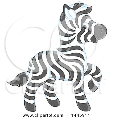 Clipart of an Adorable Baby Zebra Walking - Royalty Free Vector Illustration by Alex Bannykh