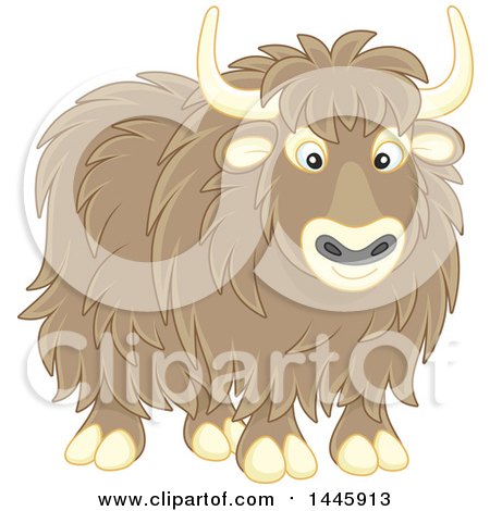 Clipart of a Brown Yak - Royalty Free Vector Illustration by Alex Bannykh