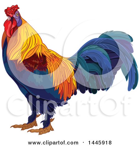 Clipart of a Handsome Colorful Rooster - Royalty Free Vector Illustration by Pushkin