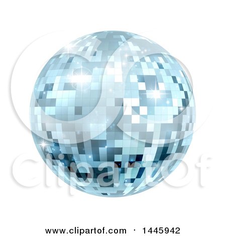 Clipart of a Sparkly Blue Disco Mirror Ball, on a White Background - Royalty Free Vector Illustration by AtStockIllustration