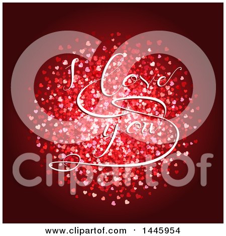 Clipart of a Circle of Hearts with I Love You Text - Royalty Free Vector Illustration by KJ Pargeter