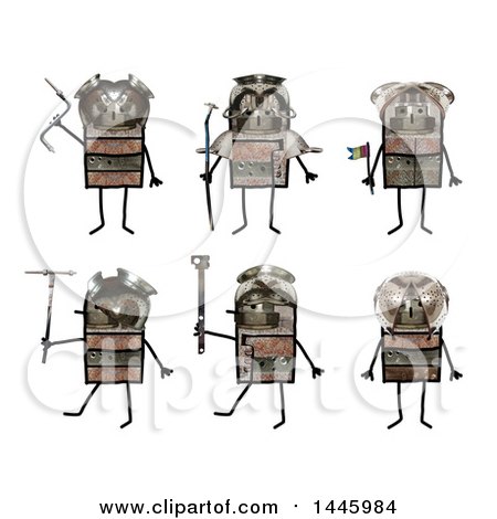 Clipart of Soldier Robots, on a White Background - Royalty Free Illustration by NL shop
