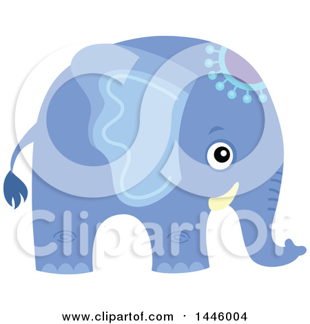 Clipart of a Cute Blue Boy Elephant - Royalty Free Vector Illustration by visekart