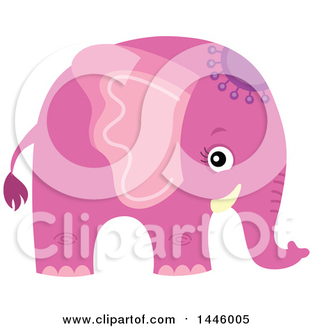 Clipart of a Cute Pink Girl Elephant - Royalty Free Vector Illustration by visekart