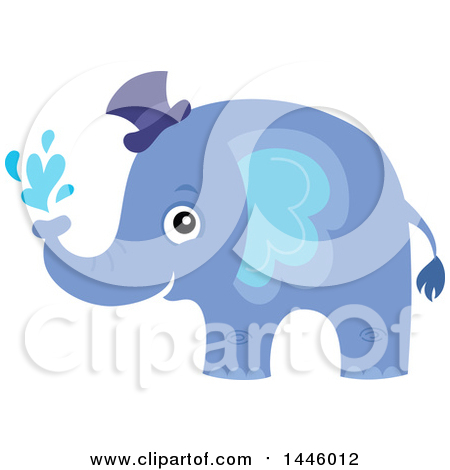Clipart of a Cute Blue Boy Elephant Squirting Water - Royalty Free Vector Illustration by visekart
