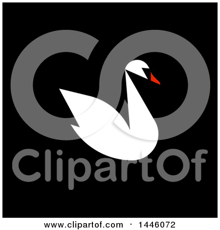 Clipart of a Flat Styled Swan on Black - Royalty Free Vector Illustration by elena