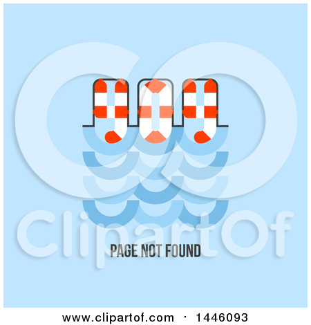 Clipart of a Life Buoy and Water Design with 404 Page Not Found Text over Blue - Royalty Free Vector Illustration by elena