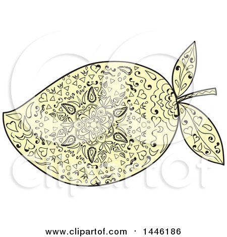 Clipart of a Yellow Mandala Styled Mango Fruit - Royalty Free Vector Illustration by patrimonio