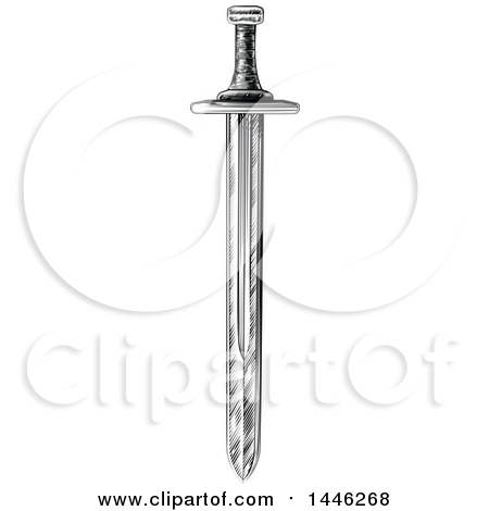 Clipart of a Vintage Engraved Swords - Royalty Free Vector Illustration by AtStockIllustration