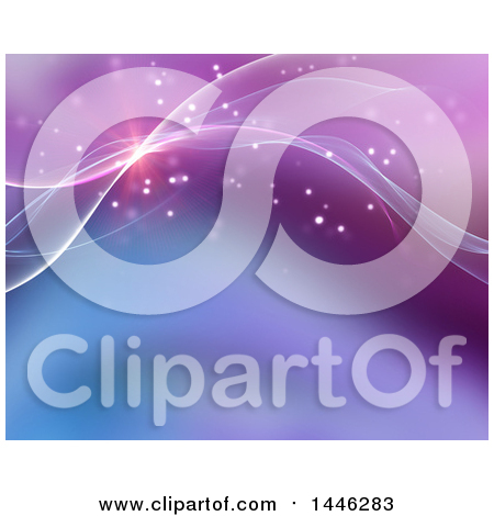 Clipart of a Background of Magical Waves and Lights on Purple - Royalty Free Illustration by KJ Pargeter