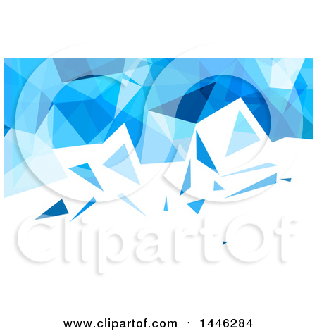 Clipart of a Blue and White Low Poly Geometric Background or Business Card Design - Royalty Free Vector Illustration by KJ Pargeter