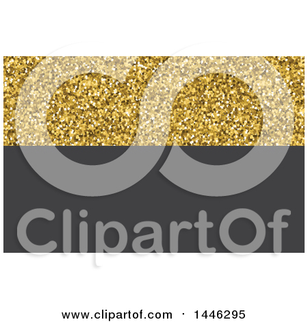 Clipart of a Gold Glitter and Gray Background or Business Card Design - Royalty Free Vector Illustration by KJ Pargeter