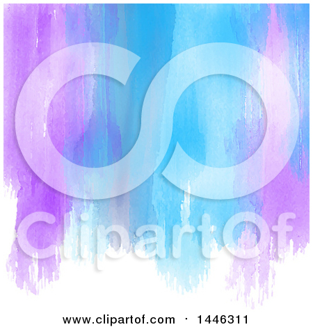 Clipart of a Background of Purple and Blue Watercolor Paint Strokes on White - Royalty Free Vector Illustration by KJ Pargeter