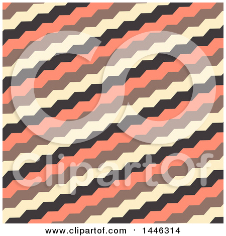 Clipart of a Retro Yellow, Black and Salmon Pink Zig Zag Pattern - Royalty Free Vector Illustration by KJ Pargeter