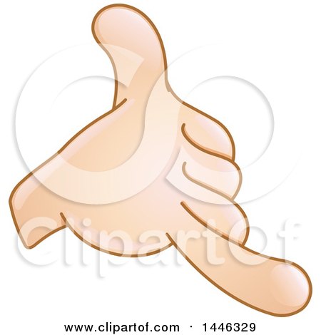 Clipart of a Cartoon Emoji Hand Gesturing Call Me - Royalty Free Vector Illustration by yayayoyo