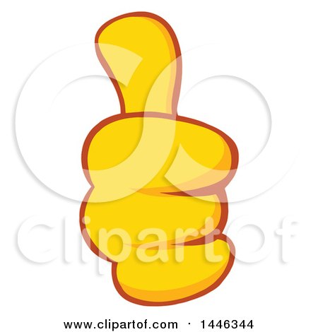 Clipart of a Cartoon Yellow Thumb up Emoji Hand - Royalty Free Vector Illustration by Hit Toon