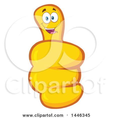 Clipart of a Cartoon Yellow Thumb up Emoji Hand Character - Royalty Free Vector Illustration by Hit Toon