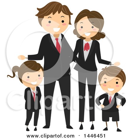Clipart of a Happy White Family in Corporate Suits - Royalty Free Vector Illustration by BNP Design Studio