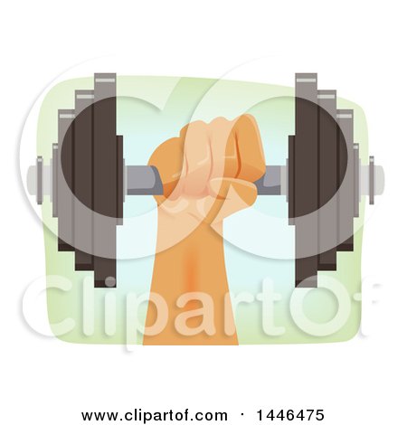 Clipart of a Strong Male Hand Holding up a Heavy Barbell - Royalty Free Vector Illustration by BNP Design Studio