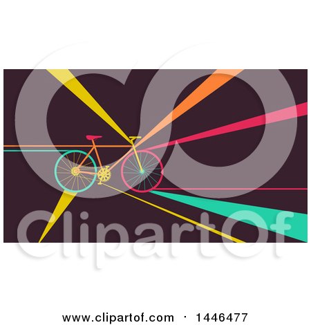 Clipart of a Retro Flat Styled Bicycle with Colorful Rays - Royalty Free Vector Illustration by BNP Design Studio