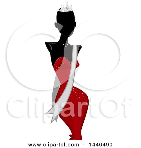 Clipart of a Mannequin in a Tiara and Red Dress with a Sash - Royalty Free Vector Illustration by BNP Design Studio