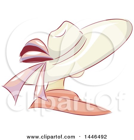 Clipart of a Woman or Mannequin Wearing a Sun Hat - Royalty Free Vector Illustration by BNP Design Studio