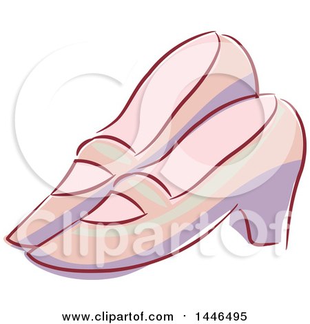 Clipart of a Pair of Vintage Shoes - Royalty Free Vector Illustration by BNP Design Studio
