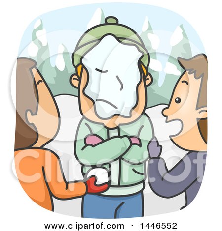 Clipart of a Cartoon Angry Man with Folded Arms After Being Hit in the Face with a Snowball - Royalty Free Vector Illustration by BNP Design Studio