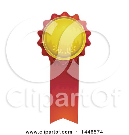 Clipart of a Gold and Red Award Ribbon - Royalty Free Vector Illustration by BNP Design Studio